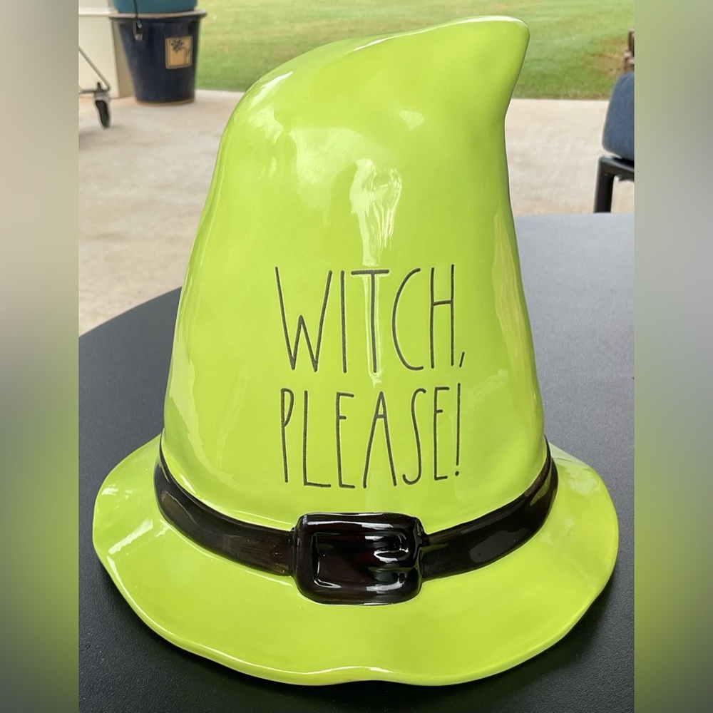 Rae Dunn Ceramic With Hat Halloween Decoration WITCH PLEASE 7.5” Tall NIB